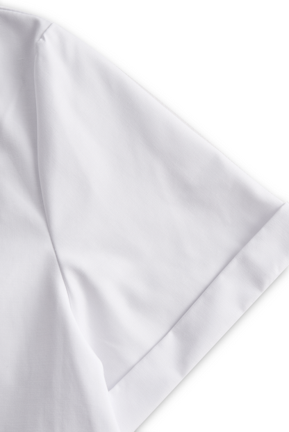 Chic White Button-Up Blouse And Black Pencil Skirt Set