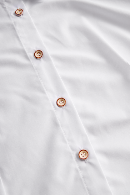 Chic White Button-Up Blouse And Black Pencil Skirt Set