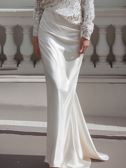 Draped Sequin Overlay Set With Satin Slip Dress