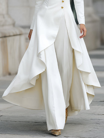 Elegant Front-buttons Long Blazer And Pants Set