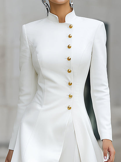 Elegant Front-buttons Long Blazer And Pants Set