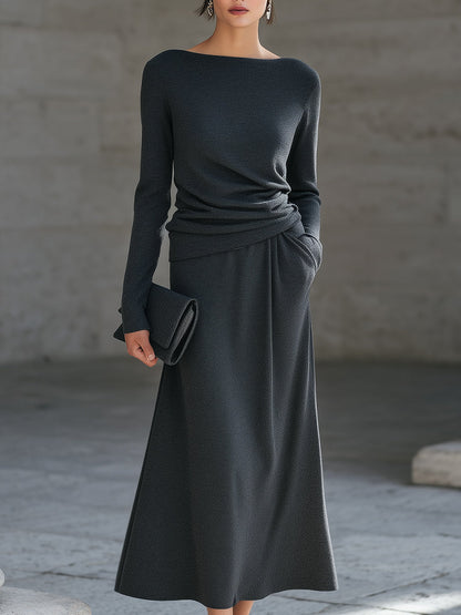 Elegant Draped Two-Piece Set