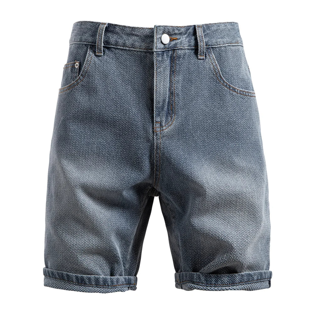 Lucien Herringbone Denim Shorts